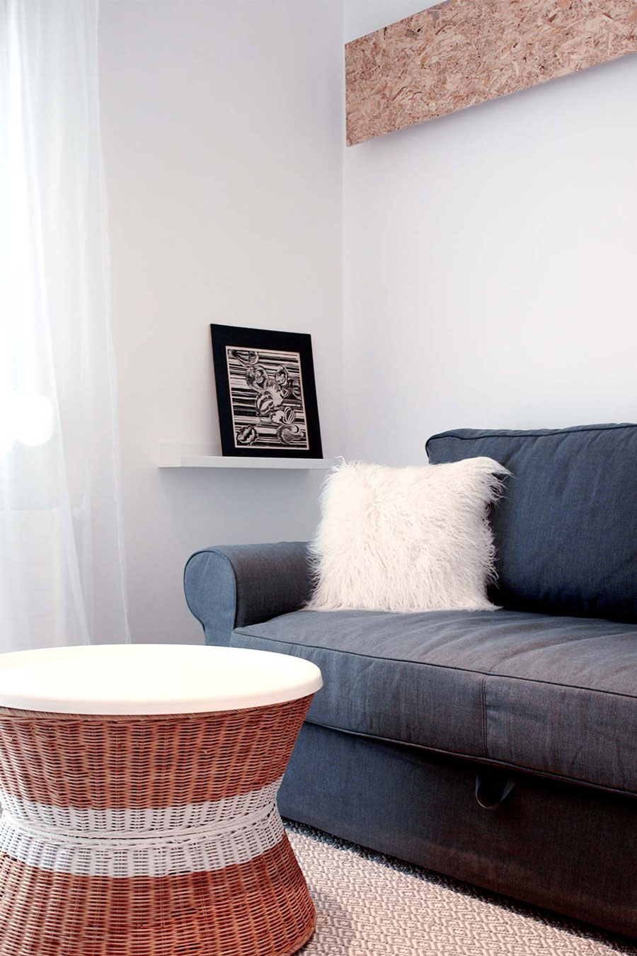 Blue IKEA classic sofa in urban make over