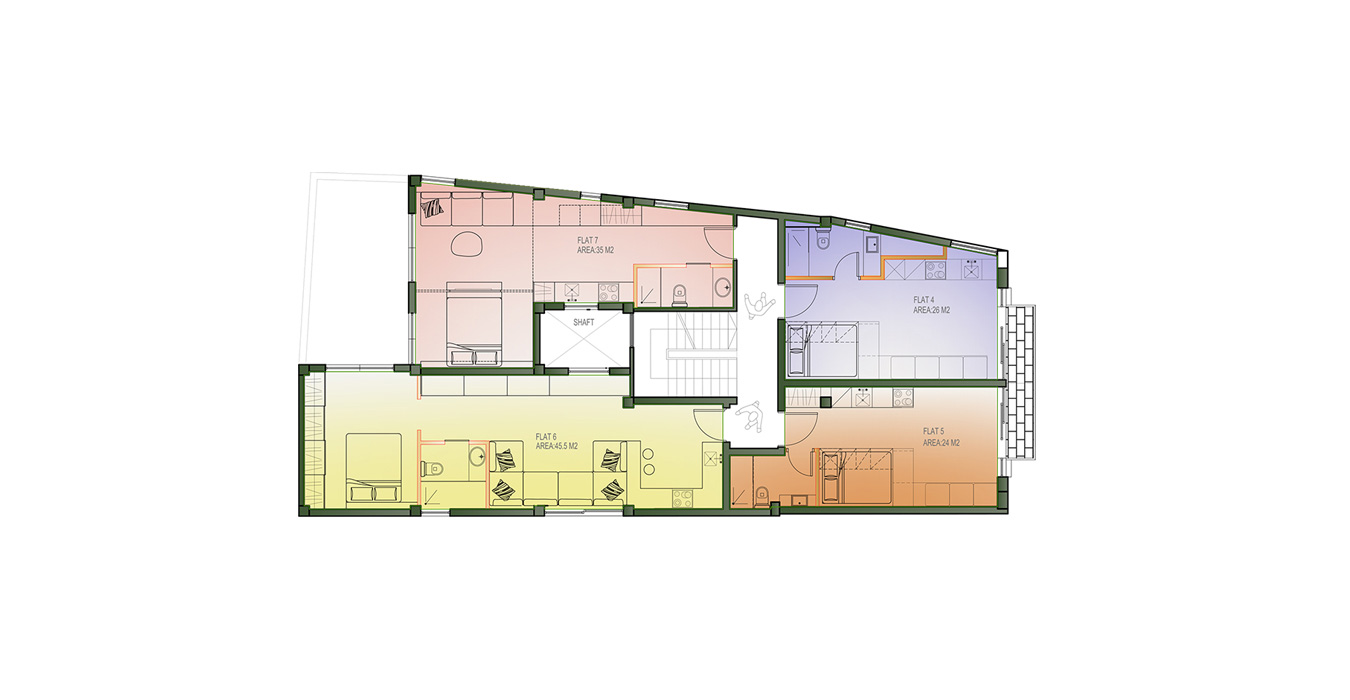 Micro apartment layout of the first floor