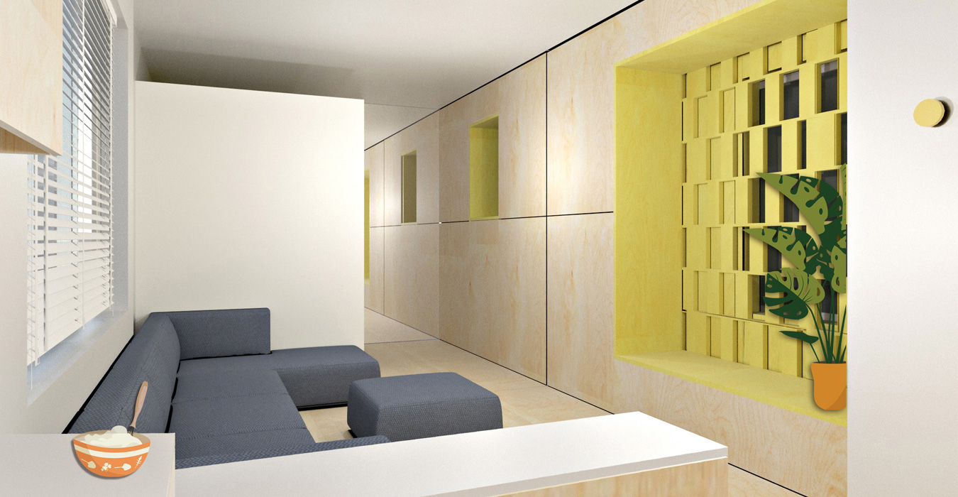 Micro apartment interior