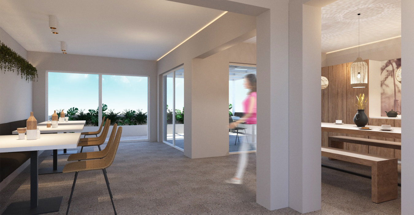 Hotel breakfast area interior design.