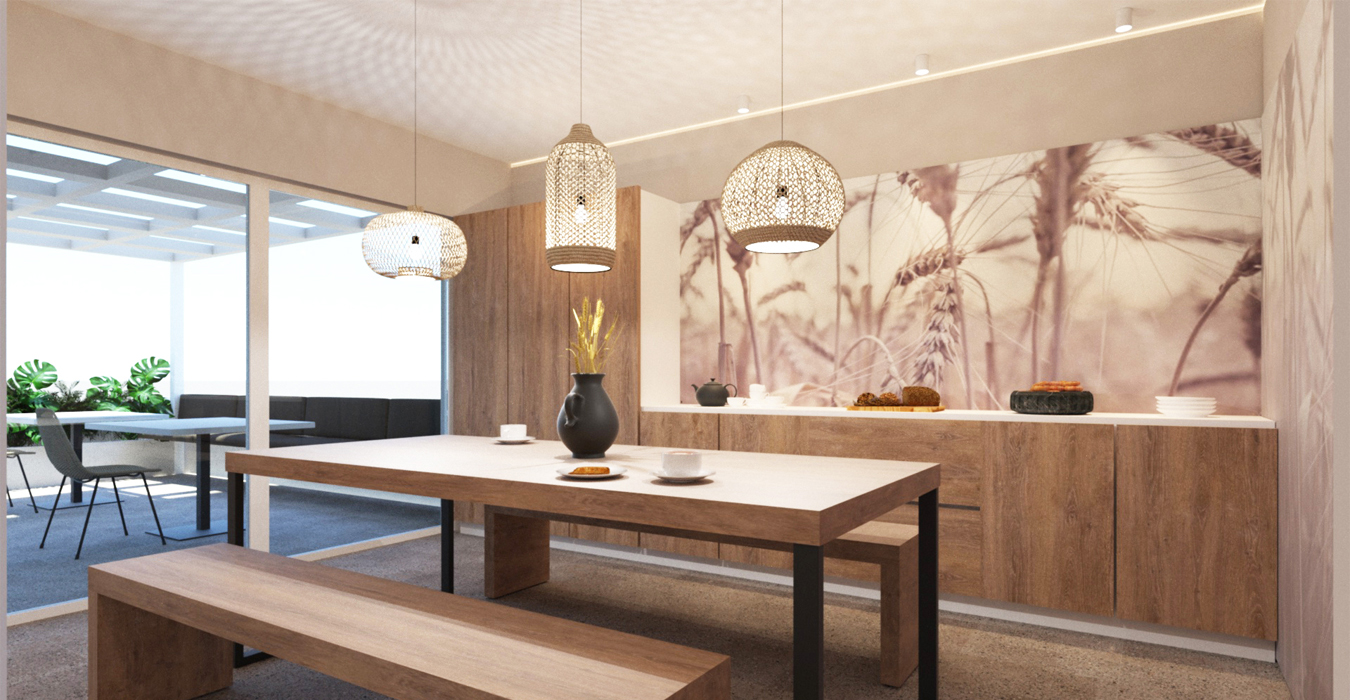 Hotel breakfast area interior design.