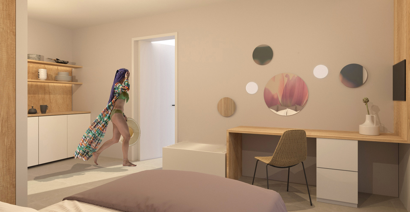 Hotel apartment interior.