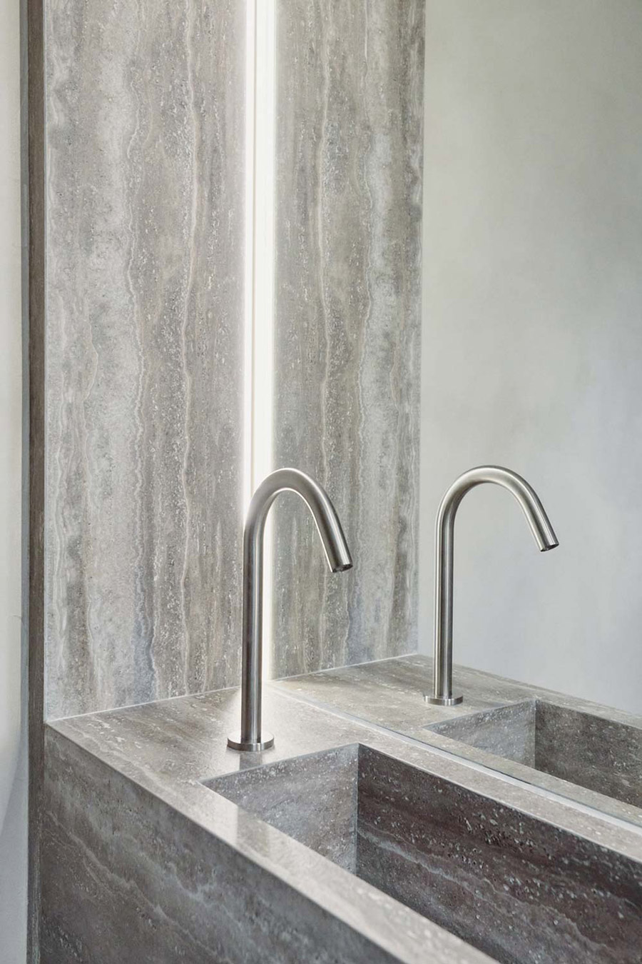 Custom bathroom sink from granite tiles.