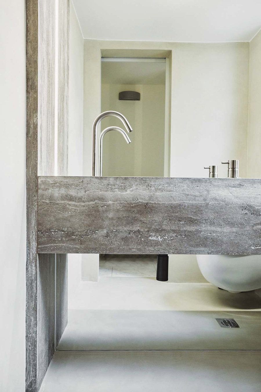 Custom bathroom sink from granite tiles.