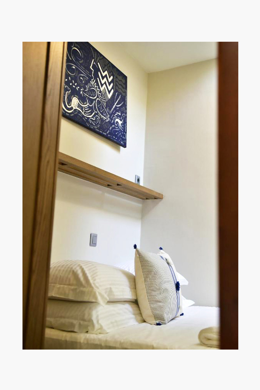 Bedroom interior design of a vacation house in Hydra.