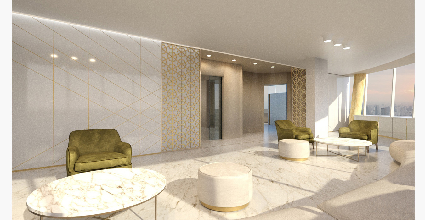 Majilis, sitting area interior design of an insurance company in Bahrain.