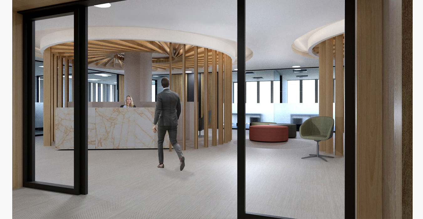 Reception area interior design of an insurance company offices in Limassol-Cyprus.