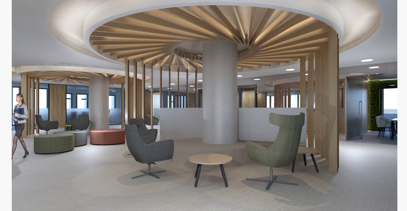 Lounge waiting area interior design of an insurance company in Limassol-Cyprus.