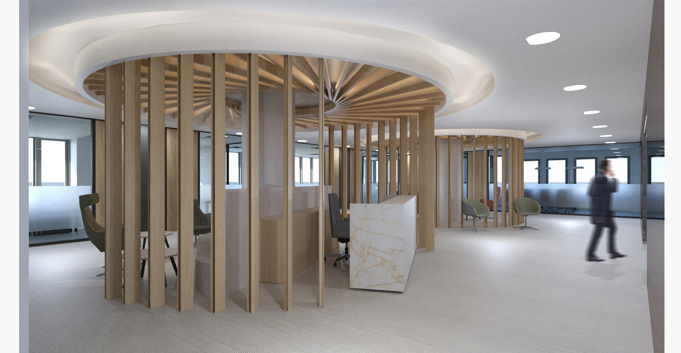 Reception area interior design of an insurance company offices in Limassol-Cyprus.