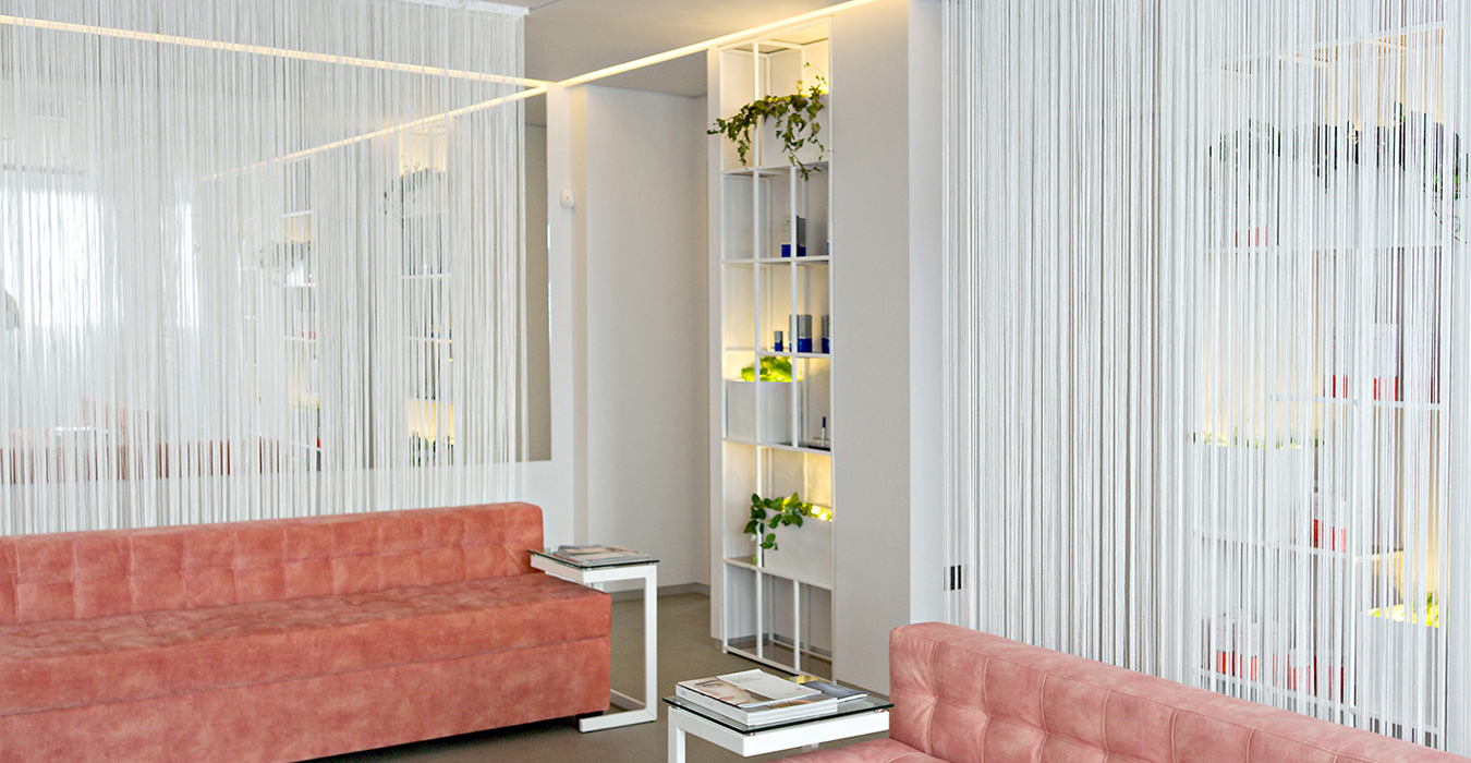 Modern communal space with delicate construction materials and furnishings