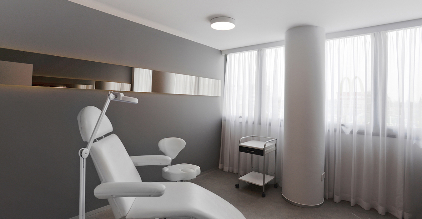 Elegant doctor’s space in grey color palette. 