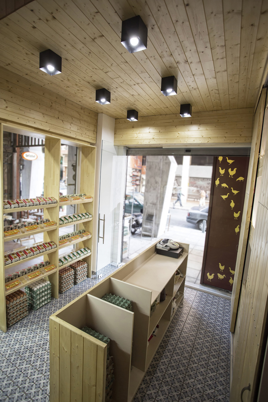 Small space design in special product store. 