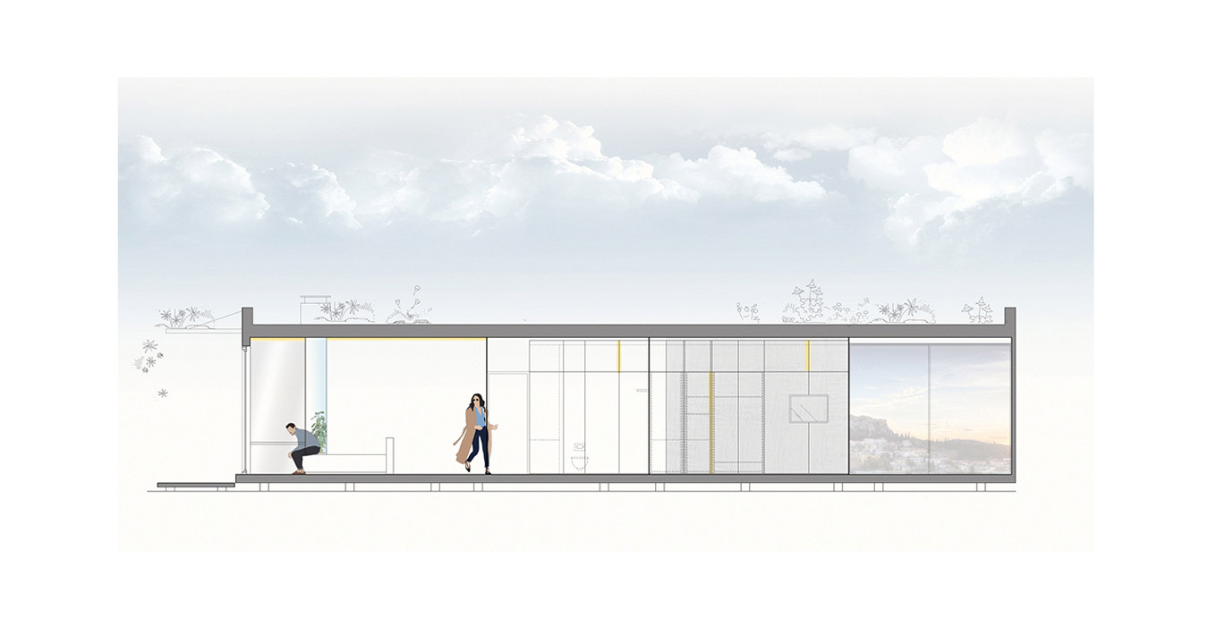 Section plan of a hotel room