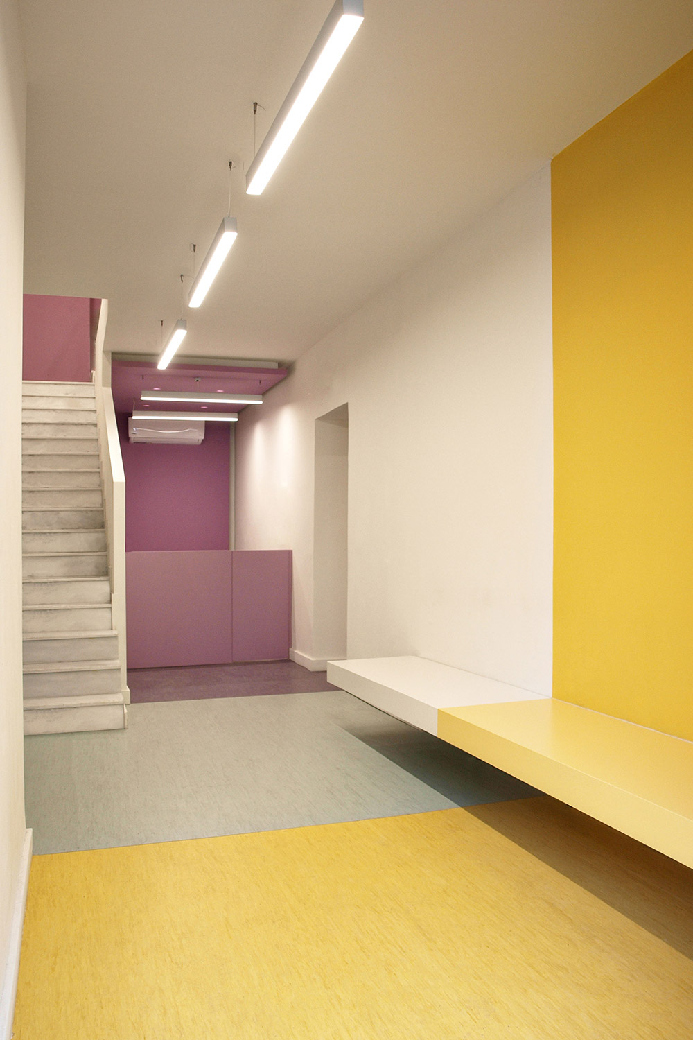 Yellow and lilac vinyl floor 