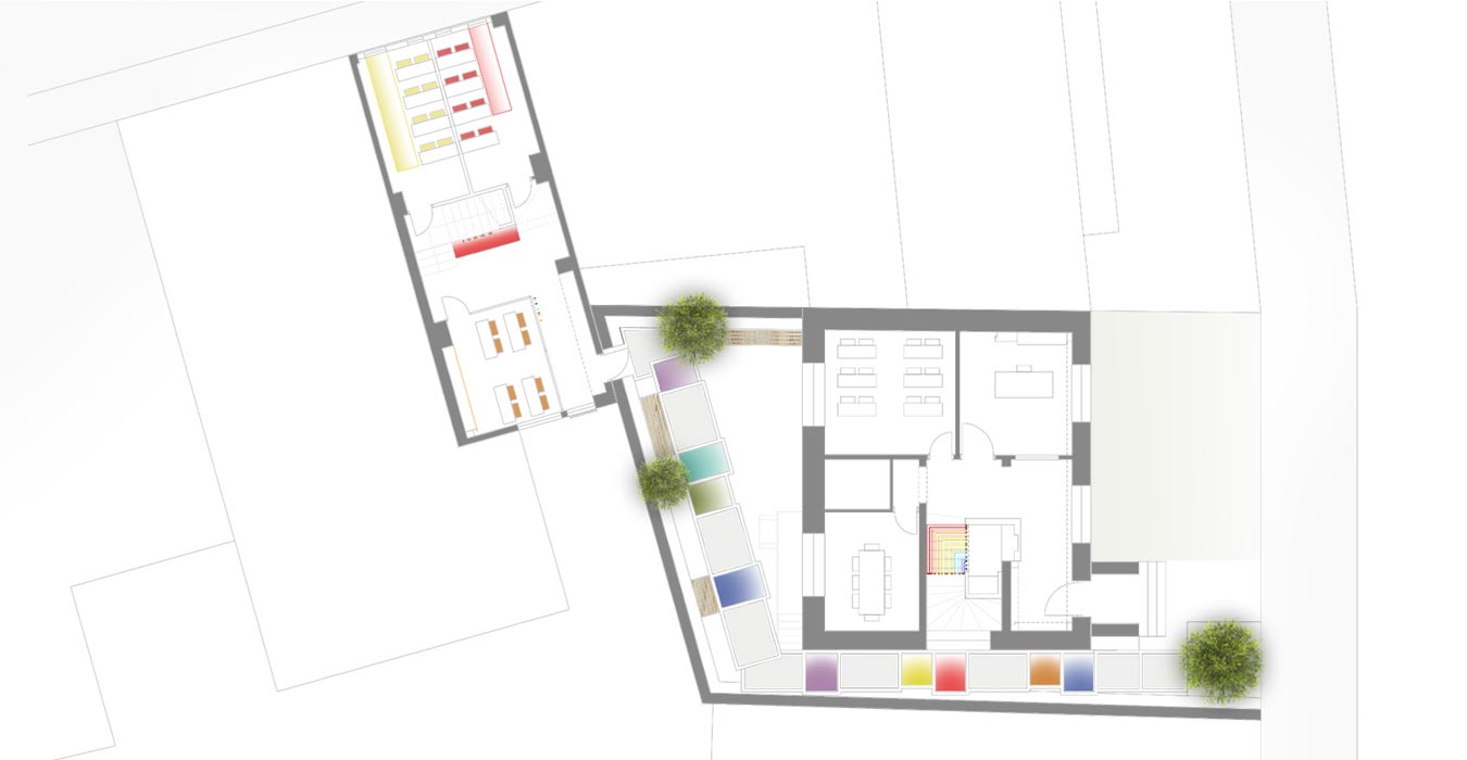 Schematic architectural plan of both buildings